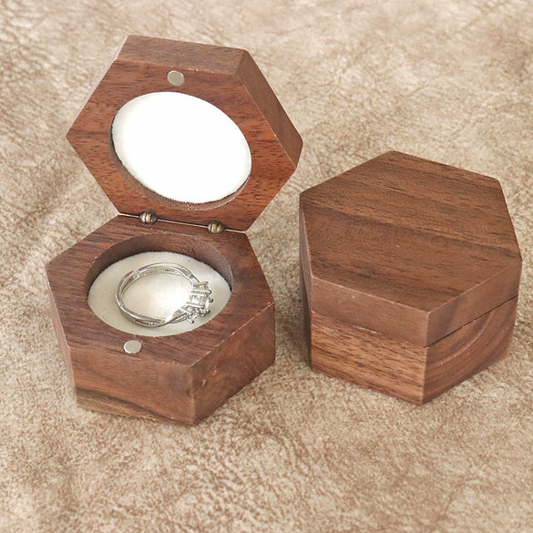 Jewelry Portable Storage Box Wooden Hexagonal Mini Jewelry Box For Necklace Earrings Ring