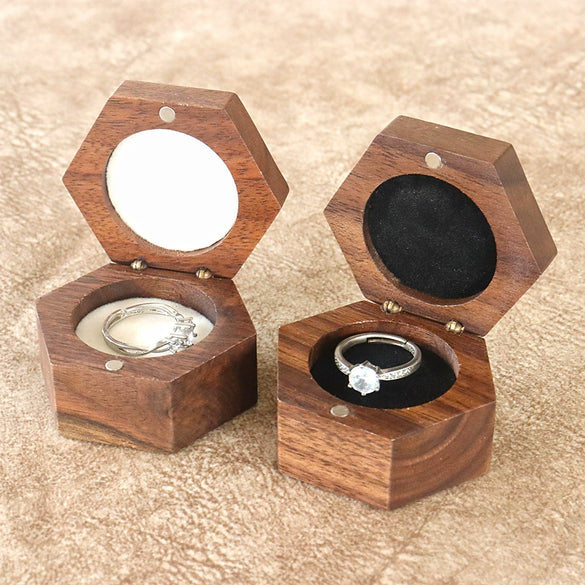 Jewelry Portable Storage Box Wooden Hexagonal Mini Jewelry Box For Necklace Earrings Ring