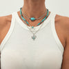 Jewelry Punk Alloy Imitation Turquoise Animal Zodiac Geometric Pendant Necklace With Iron Chain Electroplating