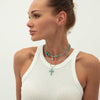 Jewelry Punk Alloy Imitation Turquoise Animal Zodiac Geometric Pendant Necklace With Iron Chain Electroplating