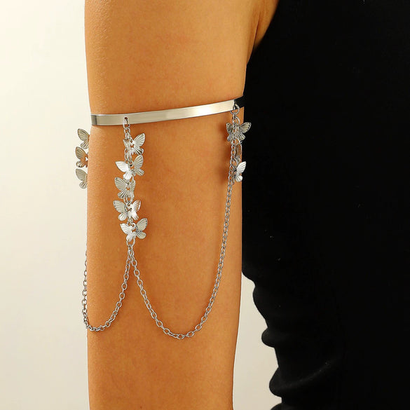 Jewelry Punk Arm Chain Metal Hanging Chain Tassel Arm Ring Electroplated With Shells Love Leaves Pattern Unisex
