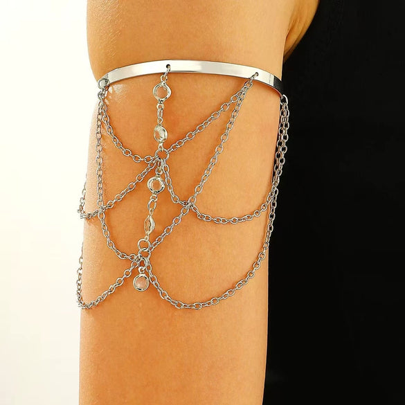 Jewelry Punk Arm Chain Metal Hanging Chain Tassel Arm Ring Electroplated With Shells Love Leaves Pattern Unisex