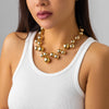 Jewelry Punk Creative Round Bead Imitation Pearl Tassel Necklace Metal Ball Chain Geometric Style Electroplating