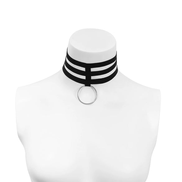 Jewelry Punk Exaggerated Iron Pendant Necklace With Geometric Pattern And Elastic Belt Electroplated