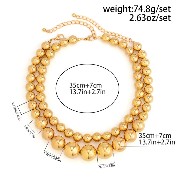 Jewelry Punk Exaggerated Metal Bead Imitation Pearl Necklace Choker With Geometric Pattern And Electroplating Treatment
