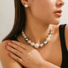 Jewelry Punk Exaggerated Metal Bead Imitation Pearl Necklace Choker With Geometric Pattern And Electroplating Treatment