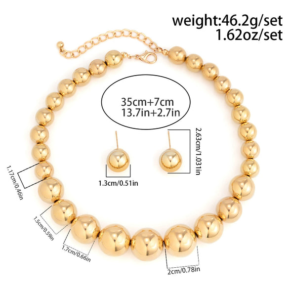 Jewelry Punk Exaggerated Metal Bead Imitation Pearl Necklace Choker With Geometric Pattern And Electroplating Treatment