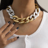 Jewelry Punk Geometric Single Layer Mixed Color Thick Chain Necklace Plastic Plating Aluminum