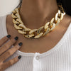 Jewelry Punk Geometric Single Layer Mixed Color Thick Chain Necklace Plastic Plating Aluminum