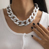 Jewelry Punk Geometric Single Layer Mixed Color Thick Chain Necklace Plastic Plating Aluminum