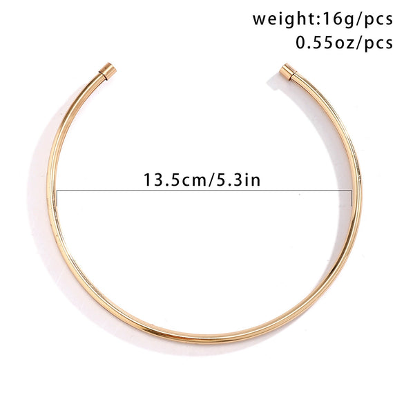 Jewelry Punk Glossy Metal Imitation Pearl Geometric Electroplating Ring And Clavicle Chain Necklace
