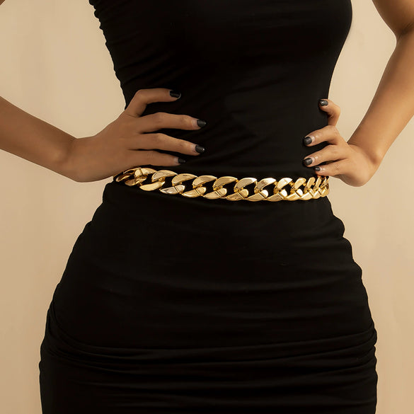 Jewelry Punk Hiphop Exaggerated Body Chain Waist Chain Simple Single Layer Thick Chain Dress Accessories