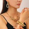 Jewelry Punk Hiphop Exaggerated Geometric Ccb Chain Earrings Bracelet Necklace Set Electroplated