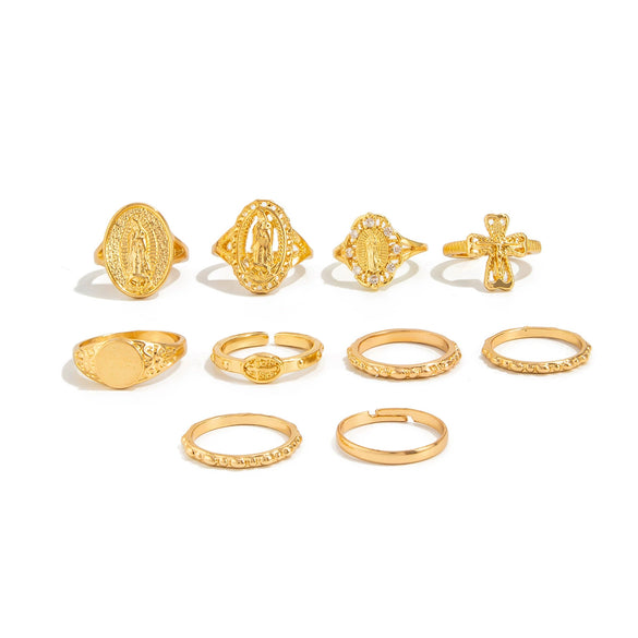 Jewelry Punk Hiphop Style Alloy Geometric Cross Ring Electroplating