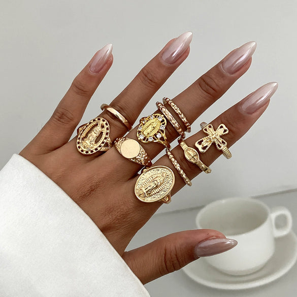 Jewelry Punk Hiphop Style Alloy Geometric Cross Ring Electroplating