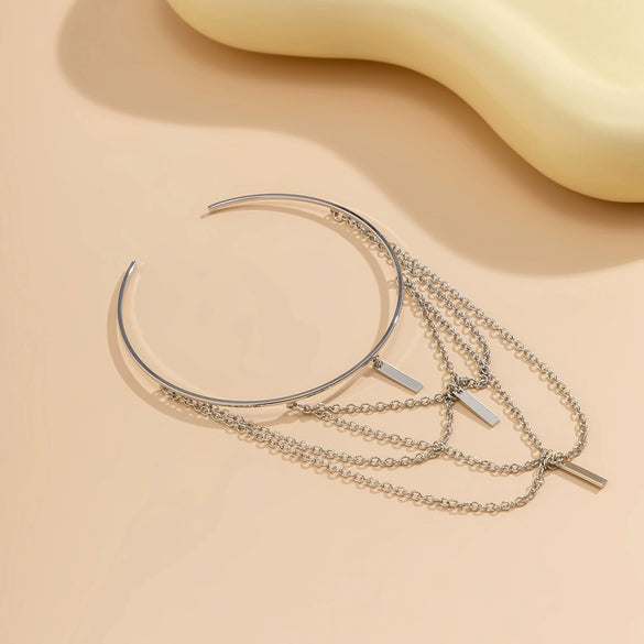 Jewelry Punk Metal Arm Ring With Hanging Chain Tassel And Electroplating Treatment