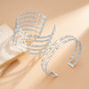 Jewelry Punk Metal Hollow Wave Bracelet And Open Arm Ring Electroplating For Women