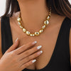Jewelry Punk Style Geometric Flat Round Bead Clavicle Chain Ccb Material Electroplated Women's Necklace