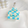 Jewelry Pvc Simple Checkerboard Handmade Hair Grab Clip For Women