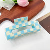 Jewelry Pvc Simple Checkerboard Handmade Hair Grab Clip For Women