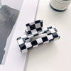 Jewelry Pvc Simple Checkerboard Handmade Hair Grab Clip For Women