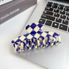 Jewelry Pvc Simple Checkerboard Handmade Hair Grab Clip For Women