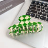 Jewelry Pvc Simple Checkerboard Handmade Hair Grab Clip For Women