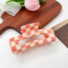 Jewelry Pvc Simple Checkerboard Handmade Hair Grab Clip For Women
