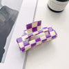 Jewelry Pvc Simple Checkerboard Handmade Hair Grab Clip For Women