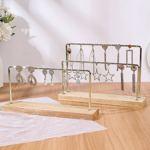 Jewelry Rack Iron Metal Solid Wood Three Layers Highend Art Design