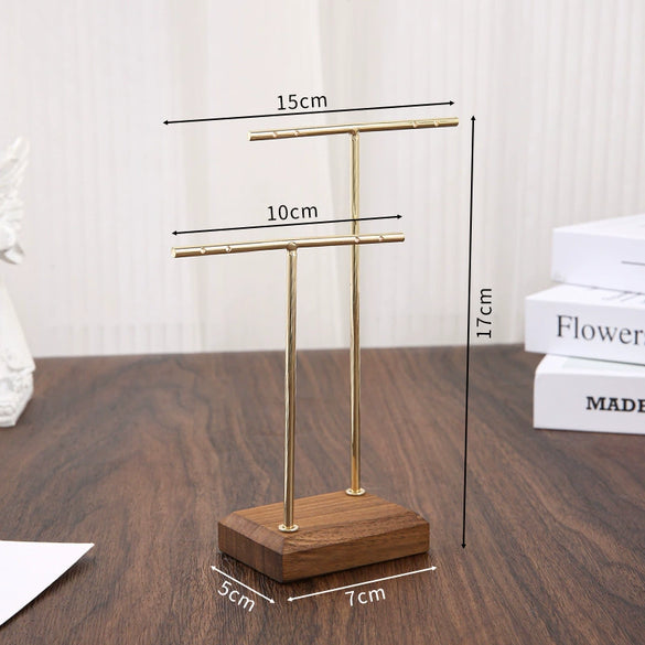 Jewelry Rack Metal And Walnut Highend T Shape Splicing Earrings Display Props