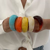 Jewelry Resin Geometric Exaggerated Irregular Halo Wide Open Bracelet Polish