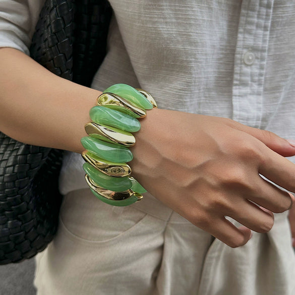 Jewelry Resin Handmade Geometric Elastic Bracelet For Women
