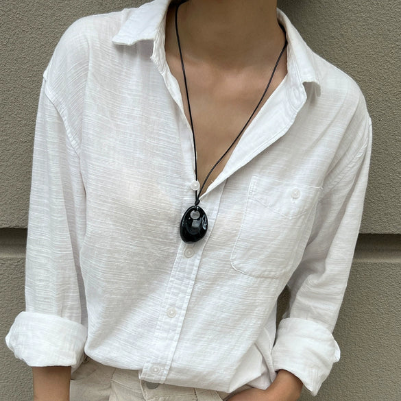 Jewelry Resin Pendant Necklace Geometric Style Handmade Leather Wax Thread And Wax Rope