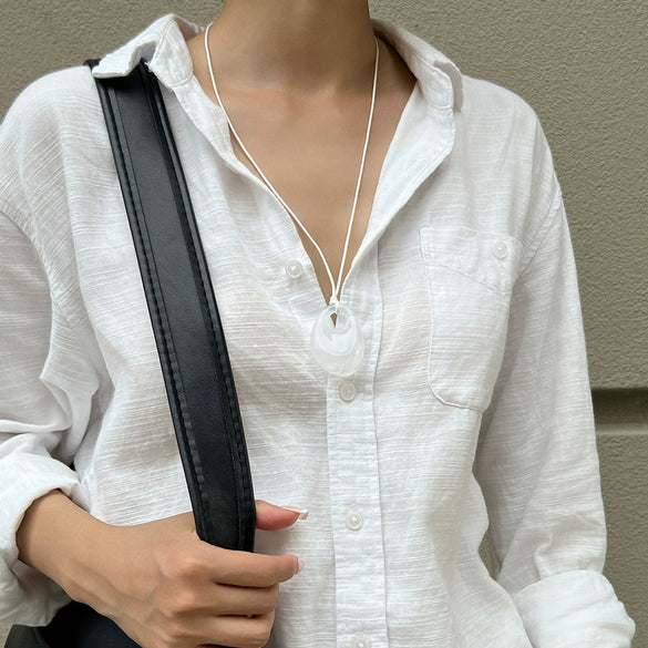 Jewelry Resin Pendant Necklace Geometric Style Handmade Leather Wax Thread And Wax Rope