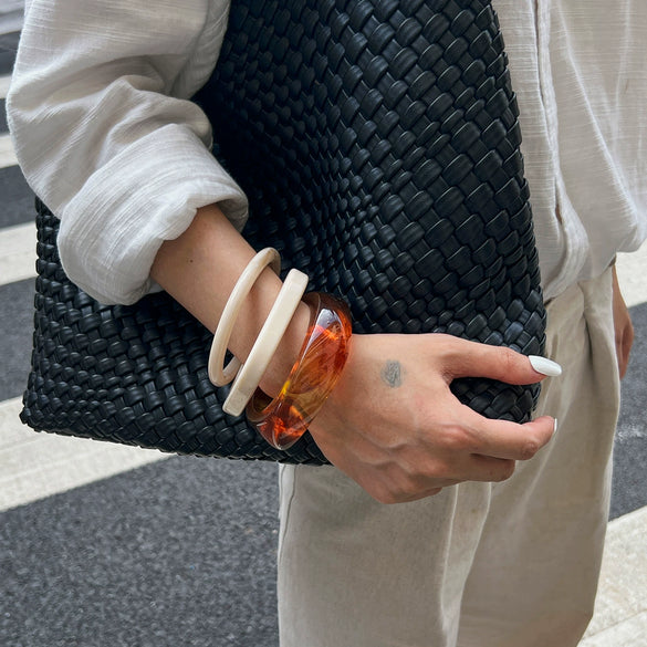 Jewelry Resin Simple Retro Geometric Handmade Square Bracelet And Plain Ring