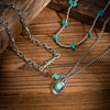 Jewelry Retro Alloy Necklace With Imitation Turquoise And Cactus Pendant Electroplated For Women