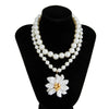 Jewelry Retro Baroque Style Handmade Imitation Pearl Flower Pendant Necklace