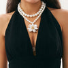 Jewelry Retro Baroque Style Handmade Imitation Pearl Flower Pendant Necklace