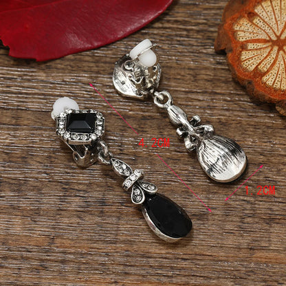 Wholesale Jewelry Fashion Water Droplets Alloy Artificial Gemstones Diamond Earrings