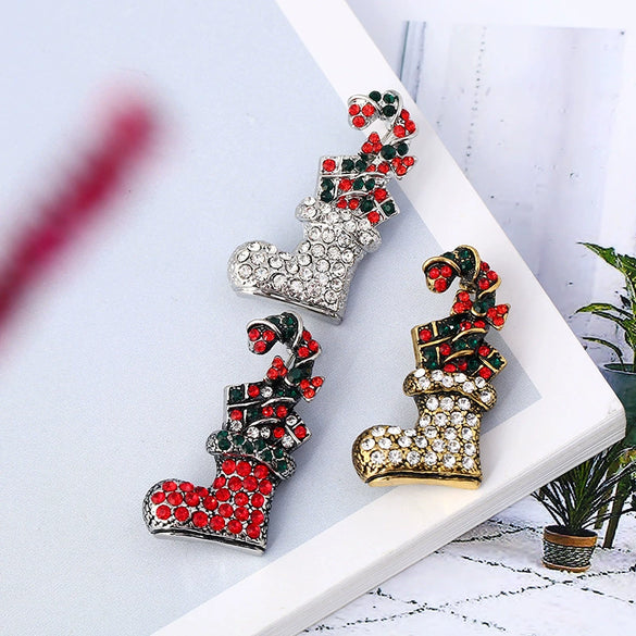 Jewelry Retro Christmas Brooch Rhinestone Geometric Diamond Design