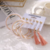 Jewelry Retro Geometric Crystal Alloy English Alphabet Butterfly Woven Round Earrings Set
