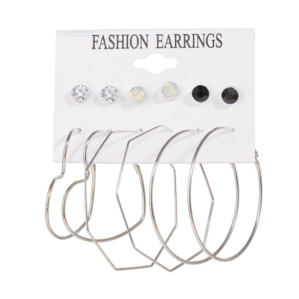 Jewelry Retro Geometric Crystal Alloy English Alphabet Butterfly Woven Round Earrings Set