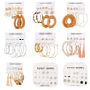Jewelry Retro Geometric Crystal Alloy English Alphabet Butterfly Woven Round Earrings Set