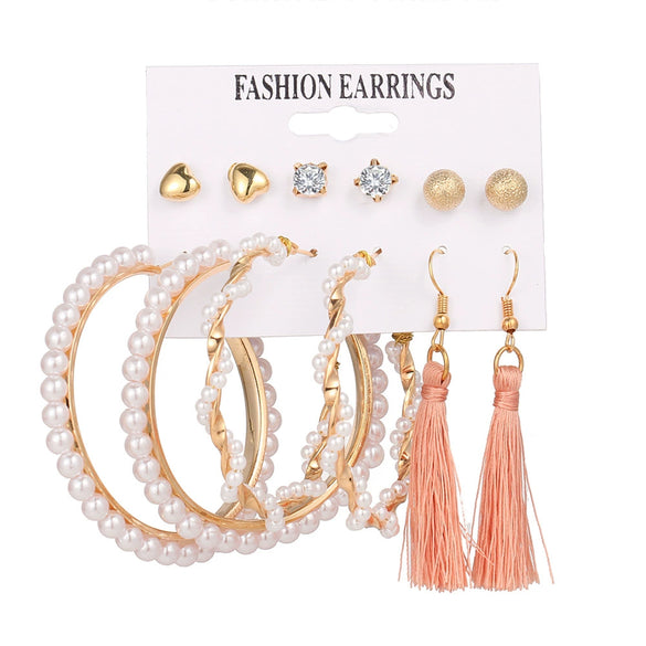 Jewelry Retro Geometric Crystal Alloy English Alphabet Butterfly Woven Round Earrings Set