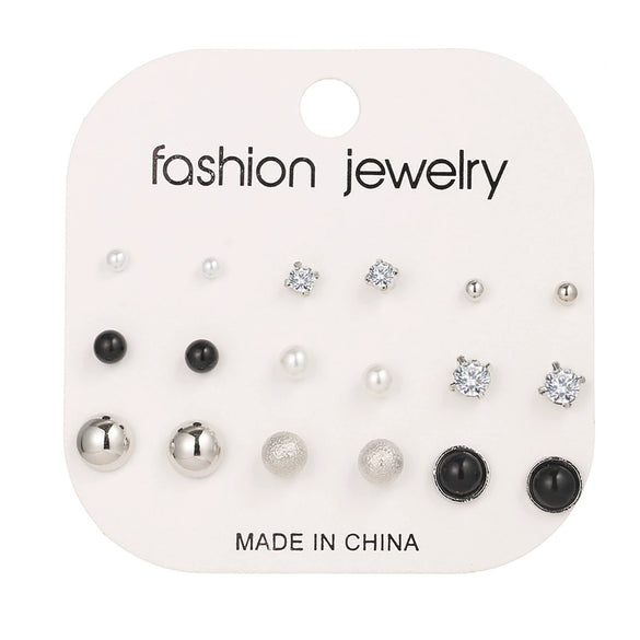 Jewelry Retro Geometric Crystal Alloy English Alphabet Butterfly Woven Round Earrings Set