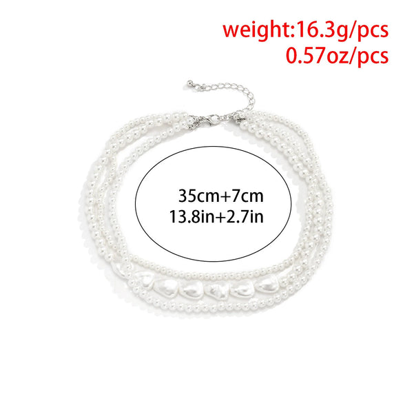 Jewelry Retro Imitation Pearl Geometric Ball Chain Necklaces For Women