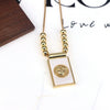 Jewelry Retro Religious Geometric Square Shell Pendant Snake Chain Necklace Copper Titanium Steel Electroplating