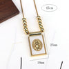 Jewelry Retro Religious Geometric Square Shell Pendant Snake Chain Necklace Copper Titanium Steel Electroplating