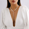 Jewelry Retro Round Beaded Chain Imitation Pearl Tassel Metal Ball Chain Necklace